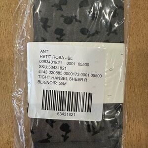 Anthropologie Black Floral Sheer Tights Size small/medium